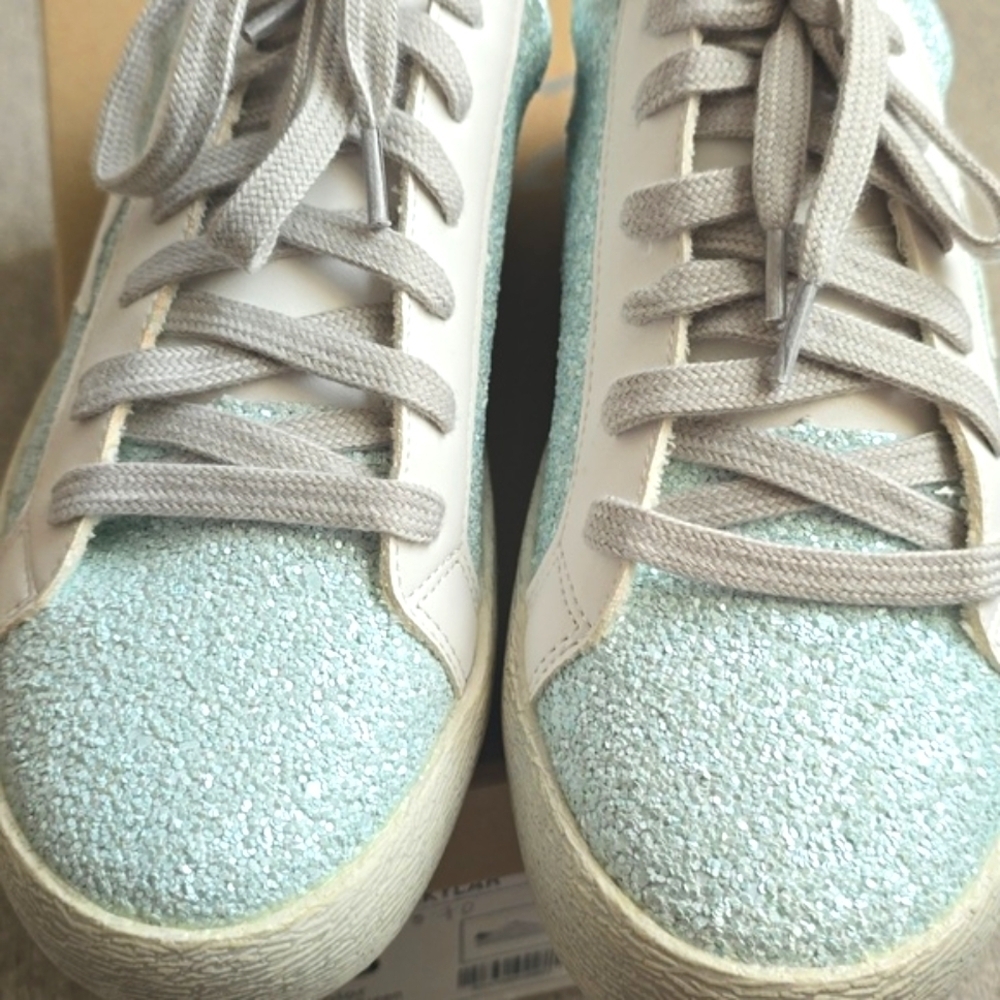 Mi.iM Skyla Light Green Lace-up Glitter Star Sneakers - Picture 12 of 14
